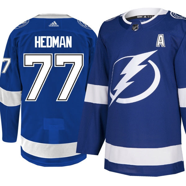 Adidas #77 Hedman Primegreen Adizero Home Lightning Jersey with Authentic Lettering Blue / 56 (XXL)