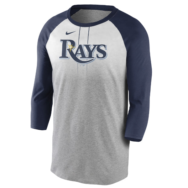 Men's Tampa Bay Rays Nike Tri-blend Jersey Fade 3/4 Sleeve Raglan Tee