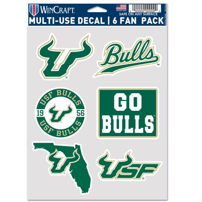 USF BULLS 6 Pack Multi Use Decals