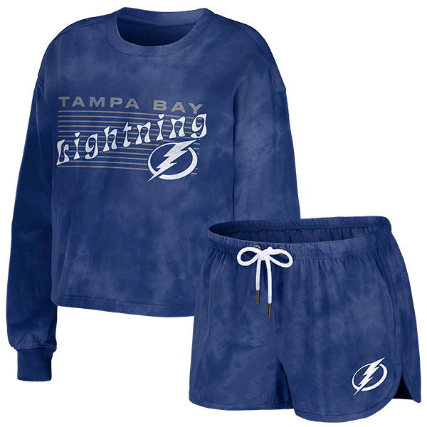 Women's Tampa Bay Lightning WEAR by Erin Andrews Tie-Dye Sweatshirt & Short Set