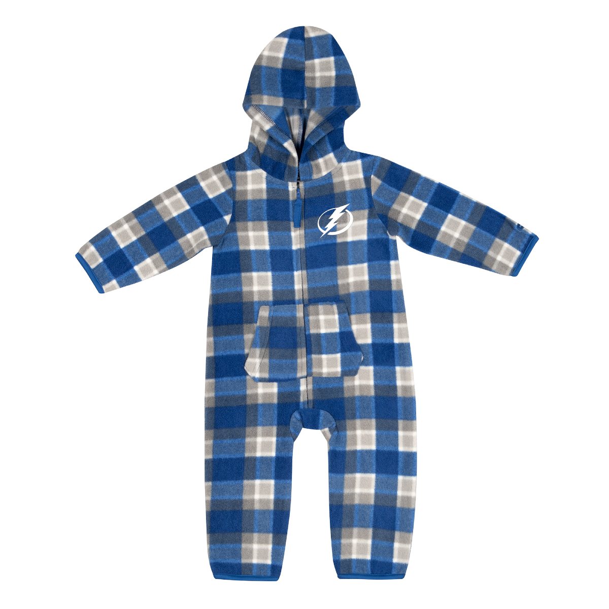 Baby Tampa Bay Lightning Long Sleeve Zip Up Plaid Romper