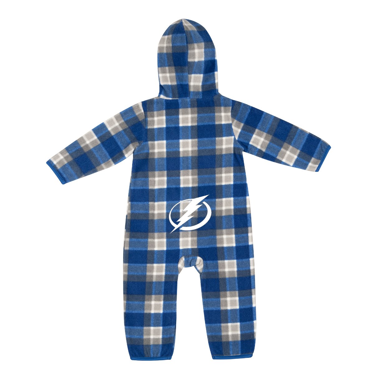Baby Tampa Bay Lightning Long Sleeve Zip Up Plaid Romper