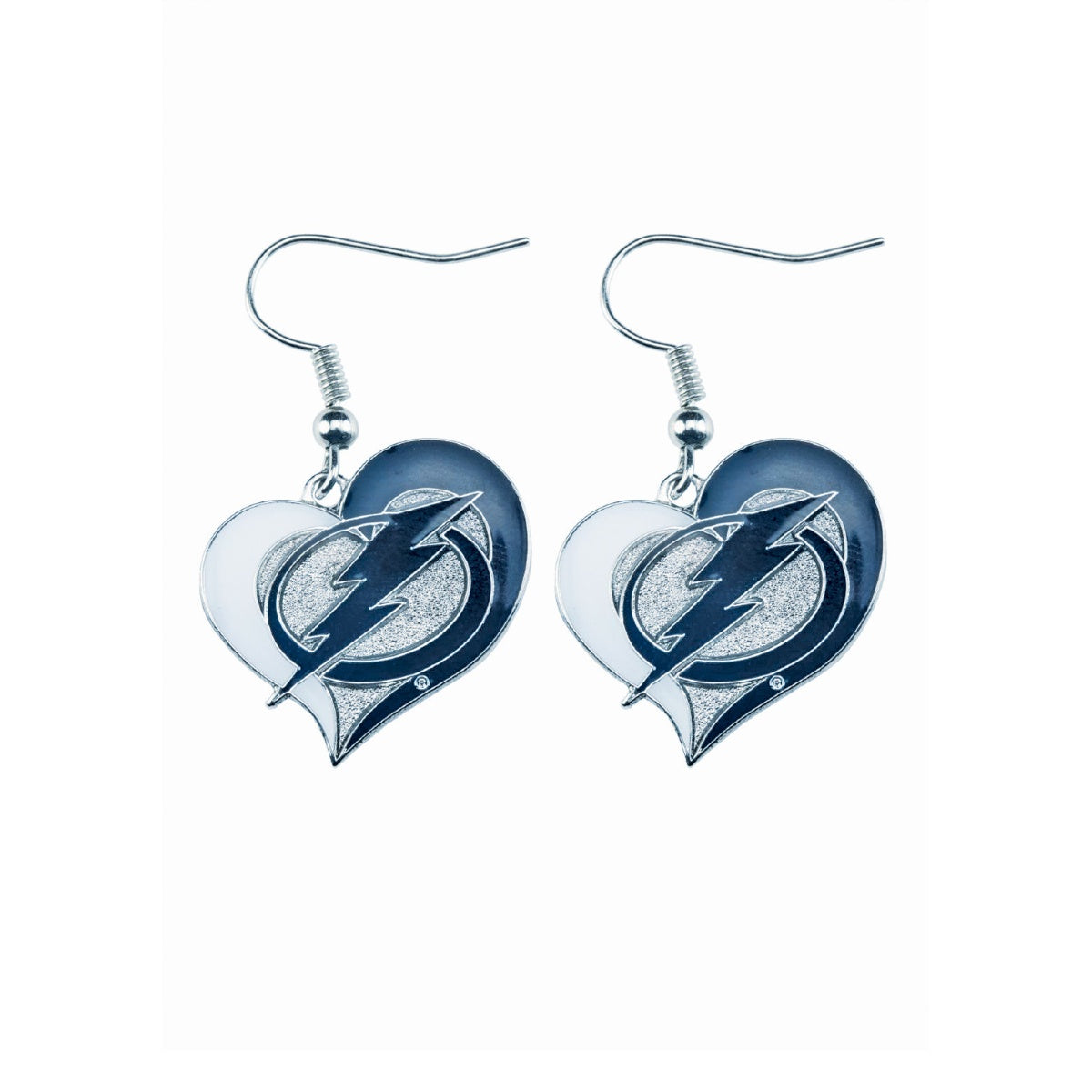 Tampa Bay Lightning Swirl Heart Earrings