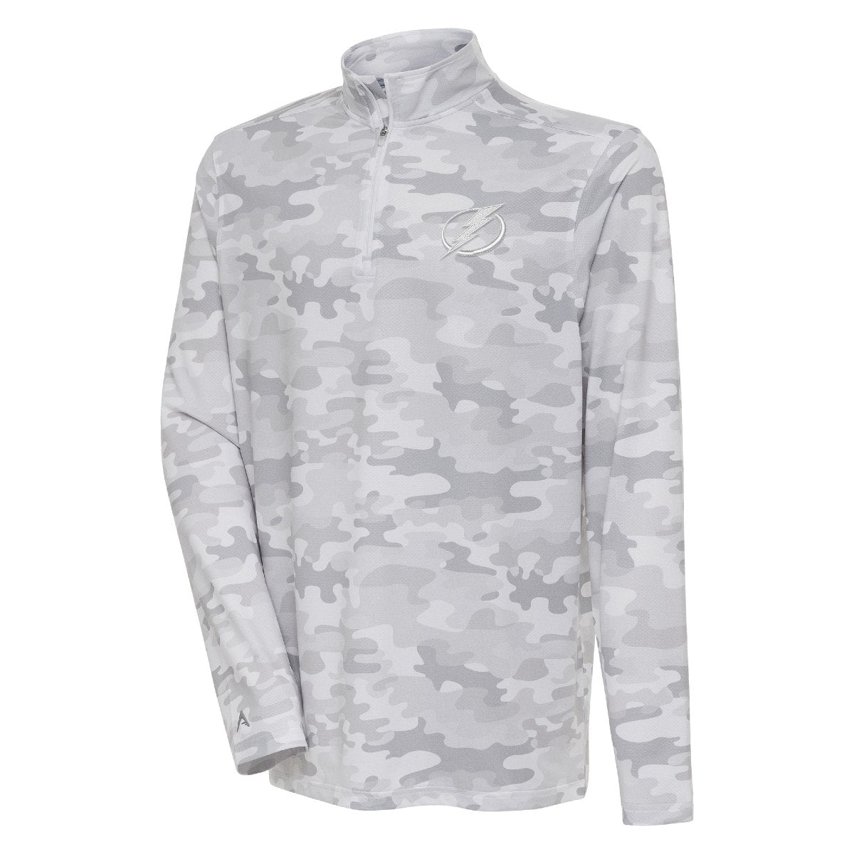 Men's Tampa Bay Lightning Antigua Discord Grey Camo 1/4 Zip Pullover