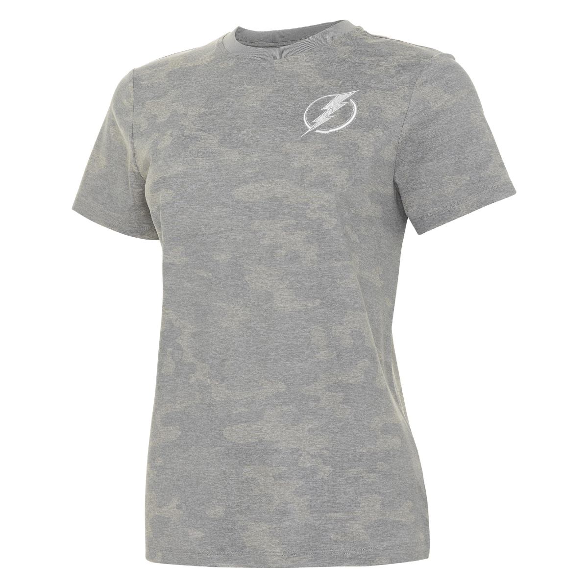 Women's Tampa Bay Lightning Antigua Rogue Short Sleeve Camo Tee