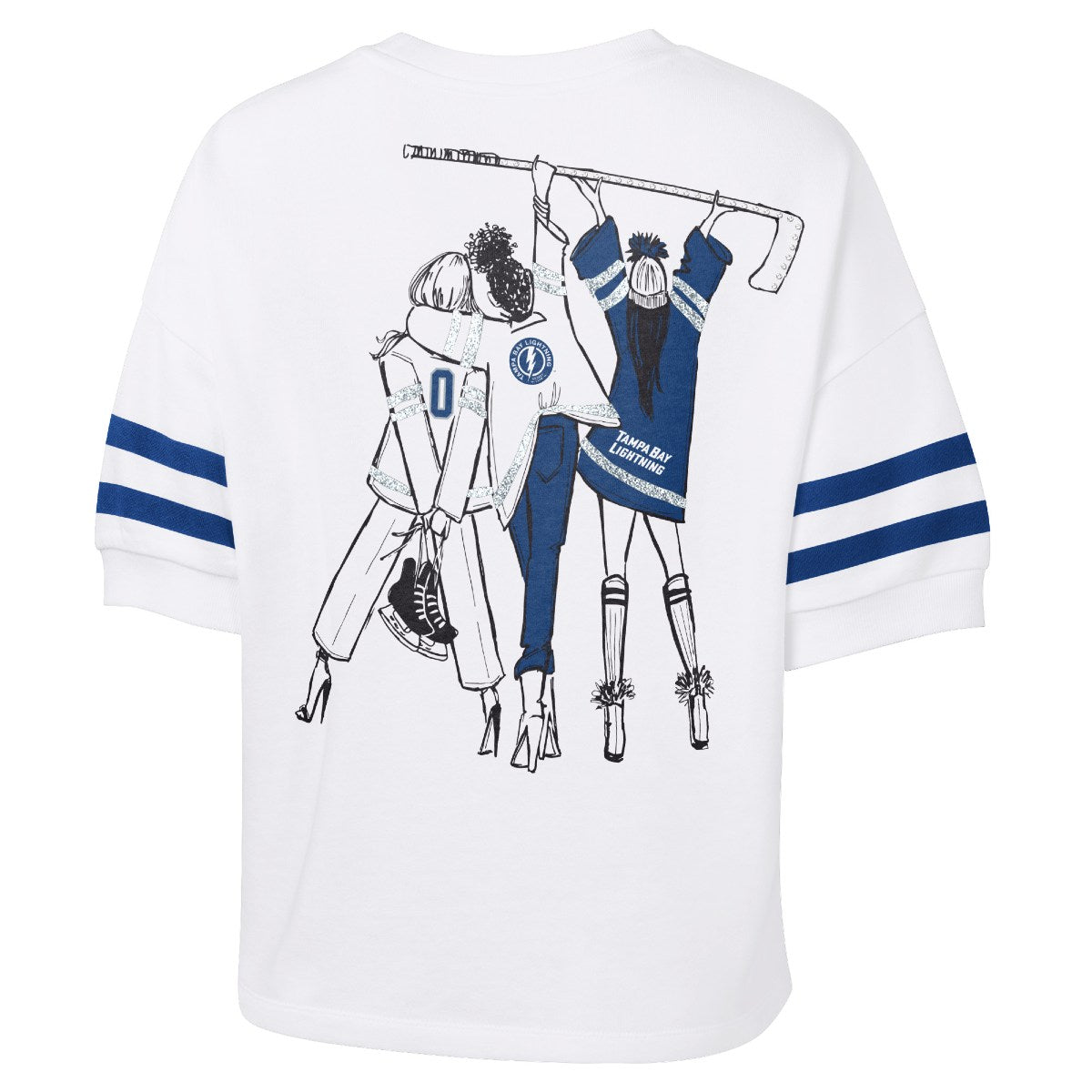 Women's Tampa Bay Lightning Back Graphic Tee with Rhinestones and Glitter