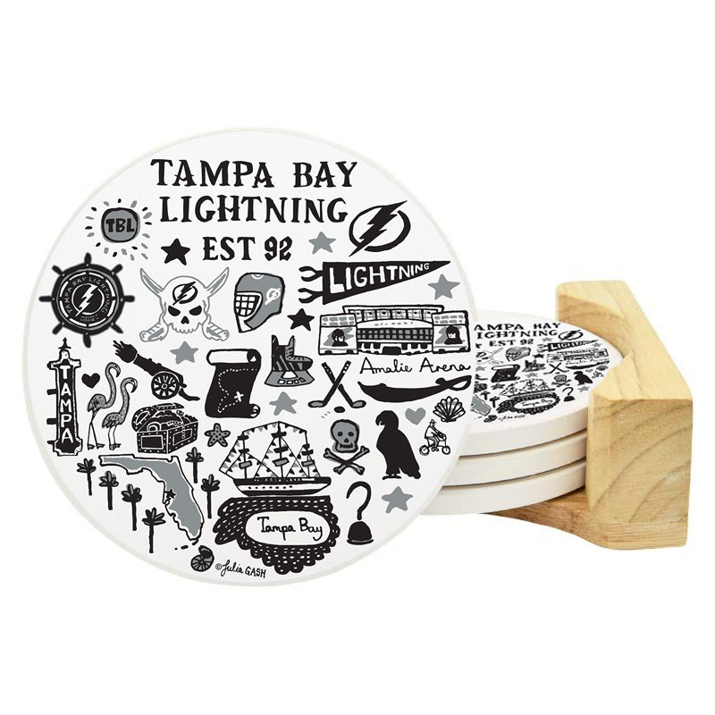 Tampa Bay Lightning Gasparilla Julia Gash 4-Pack Stone Coaster Set