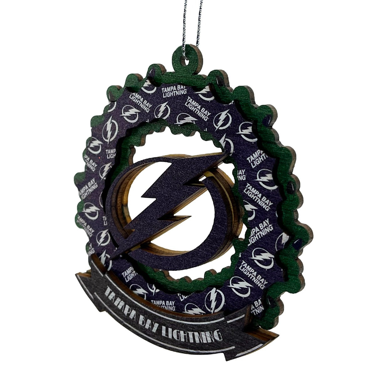 Tampa Bay Lightning Wooden Wreath Mural Holiday Ornament