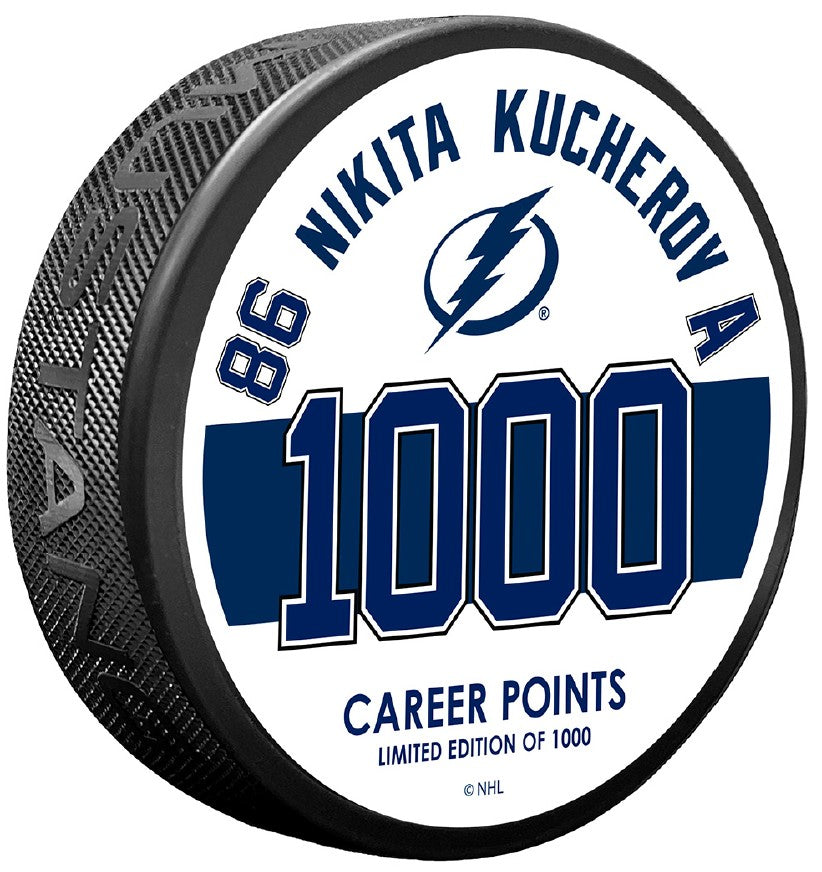 Tampa Bay Lightning Limited Edition Nikita Kucherov 1000 Career Points Scored Puck