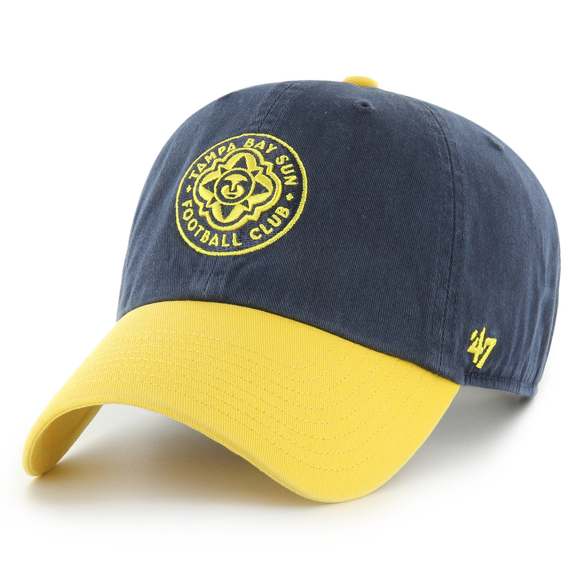 Tampa Bay Sun FC '47 Two-Tone Navy Clean Up Hat with Yellow Brim
