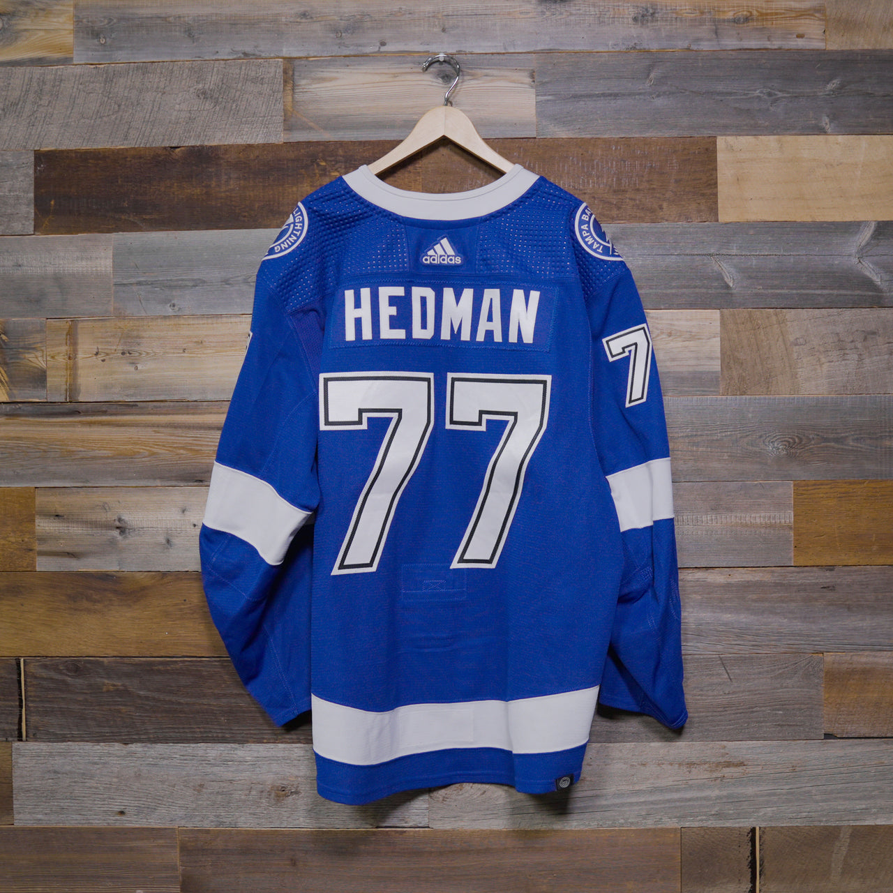 #77 HEDMAN (A) 2022 Game-Worn Lightning Home Playoff Jersey (Size 60)
