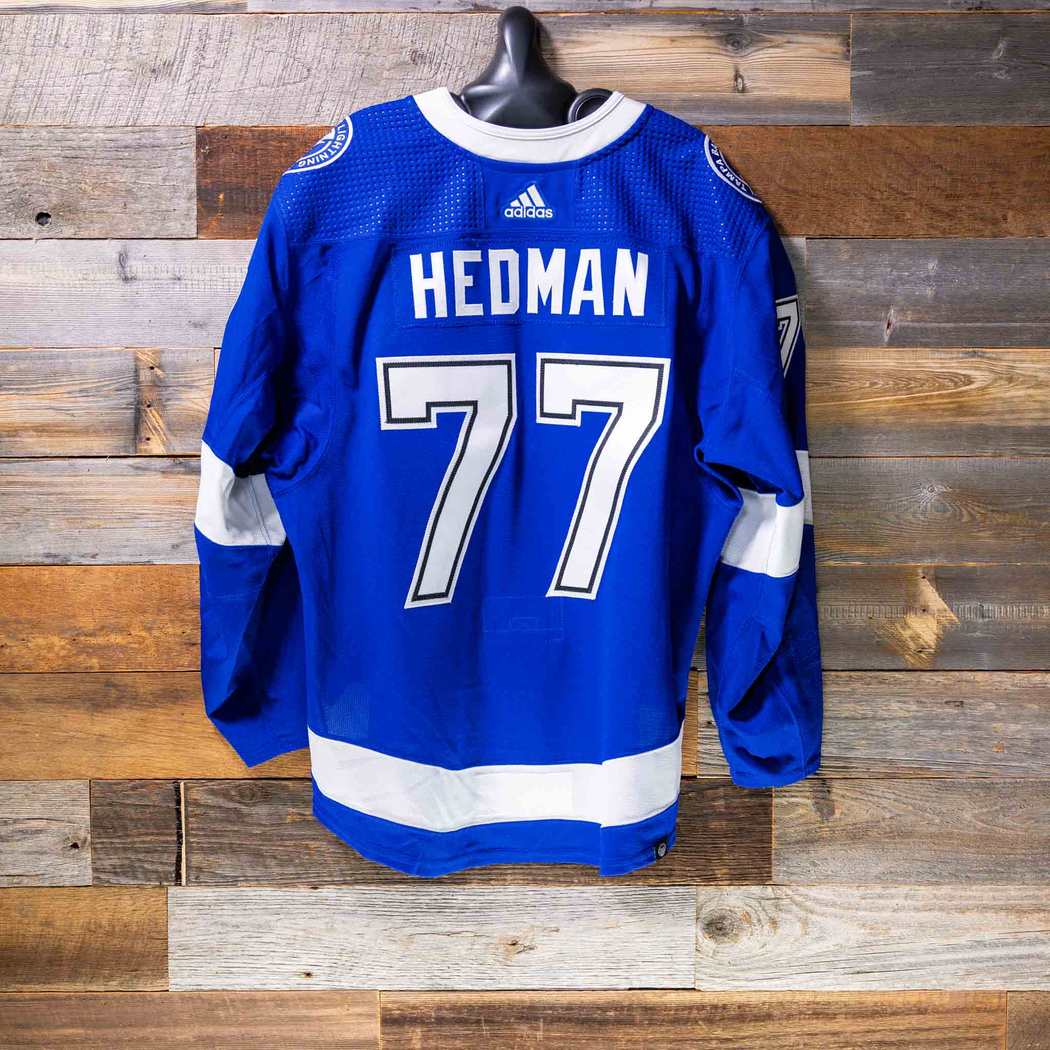 Adidas #77 Hedman (A) 2021-22 Game-Worn Lightning Home Jersey (Size 60) Set 3