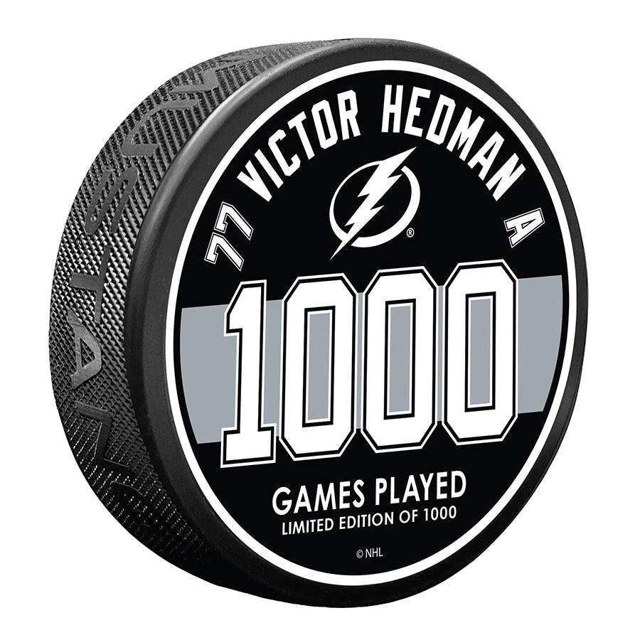 Tampa Bay Lightning Limited Edition Victor Hedman 3D Embossed 1000 Games Played Puck