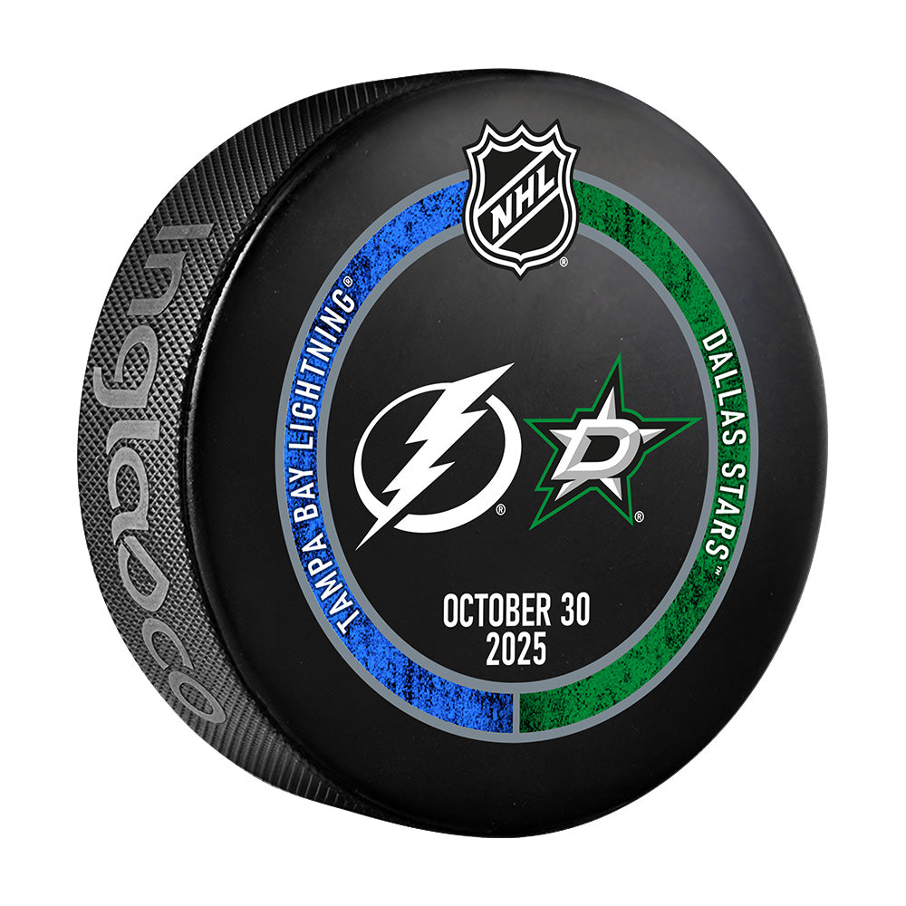 Tampa Bay Lightning 2025-26 Game-used Warm-up Puck vs Dallas (10/30/25)