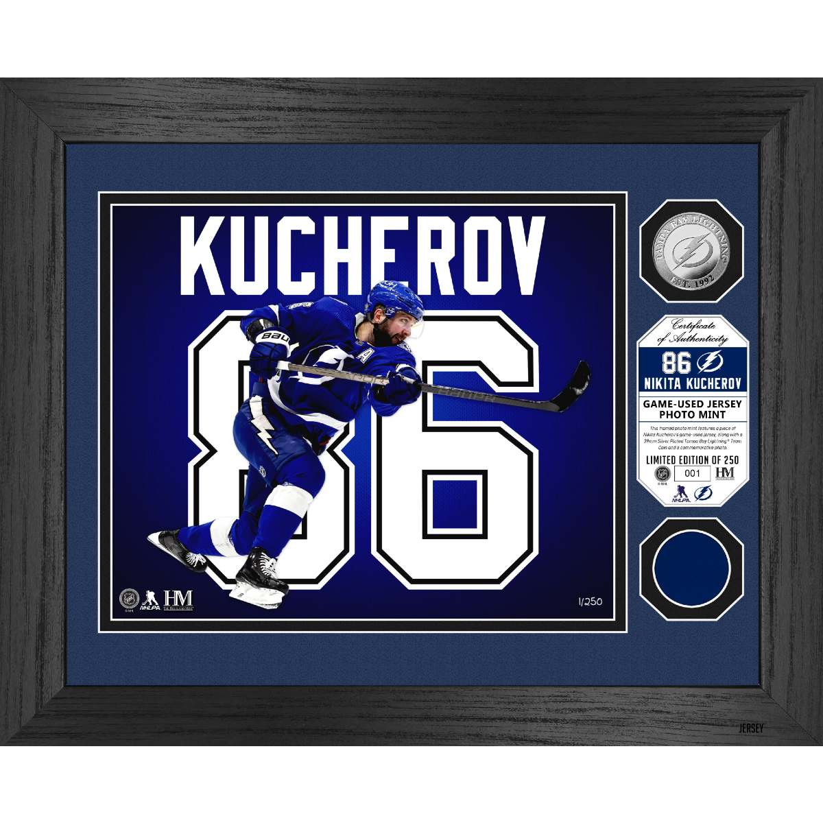 Tampa Bay Lightning Highland Mint Kucherov Game-worn Jersey Photo Mint