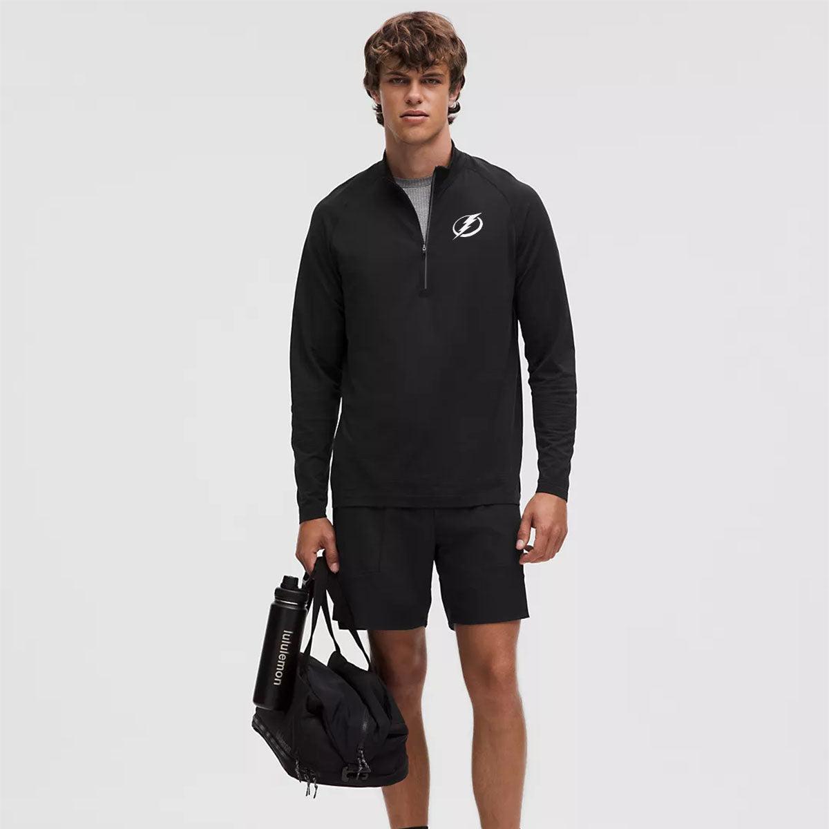 lululemon bag for man Men's Tampa Bay Lightning lululemon Black Metal Vent Tech Grey Half Zi