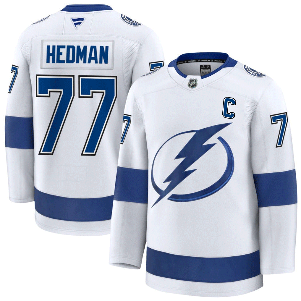 77 Victor Hedman Tampa Bay Lightning Fanatics Premium Away White Jersey