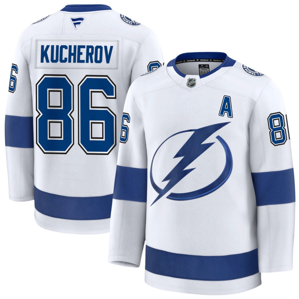 86 Nikita Kucherov Tampa Bay Lightning Fanatics Premium Away White Jersey