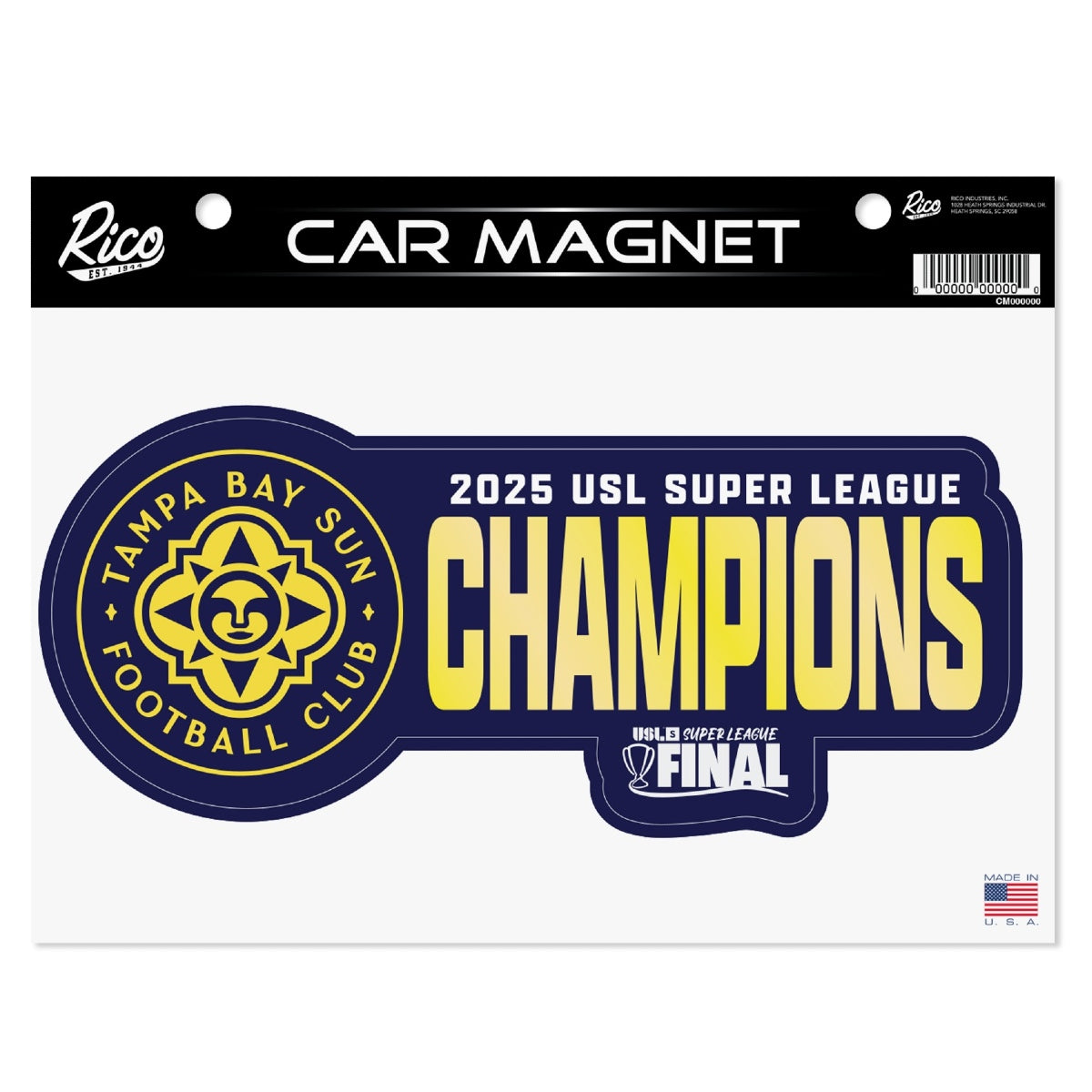 Tampa Bay Sun FC SL Super League 2025 Champions Car Magnet