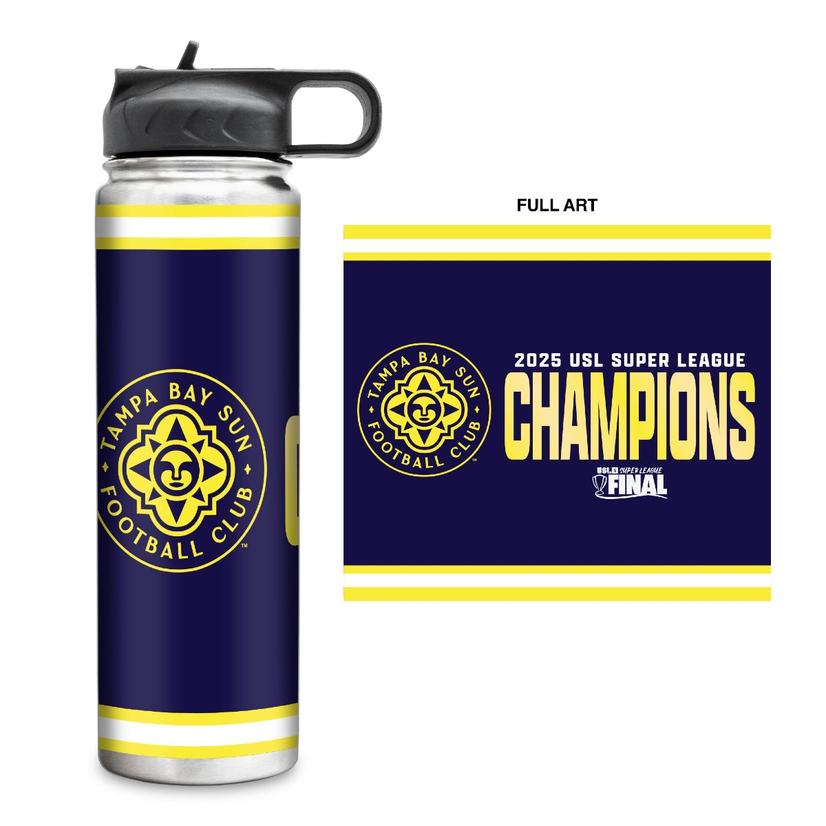 Tampa Bay Sun FC USL Super League 2025 Champions 22-oz Stainless Steel Water Bottle