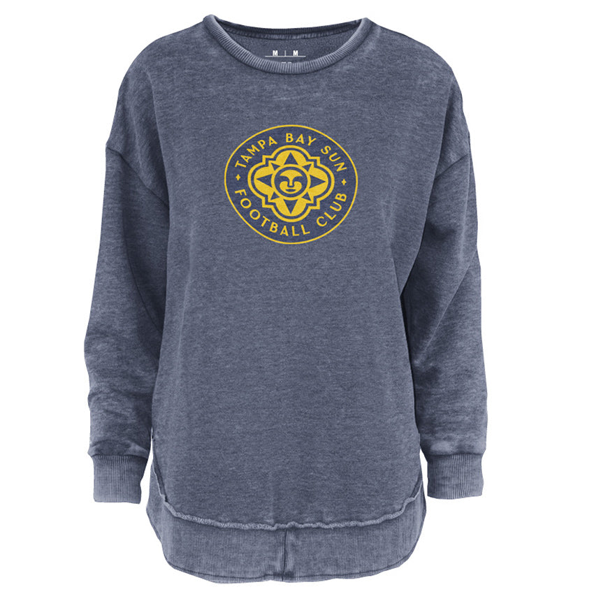 Women's Tampa Bay Sun FC Pressbox Vintage Navy Pullover Fleece Crew