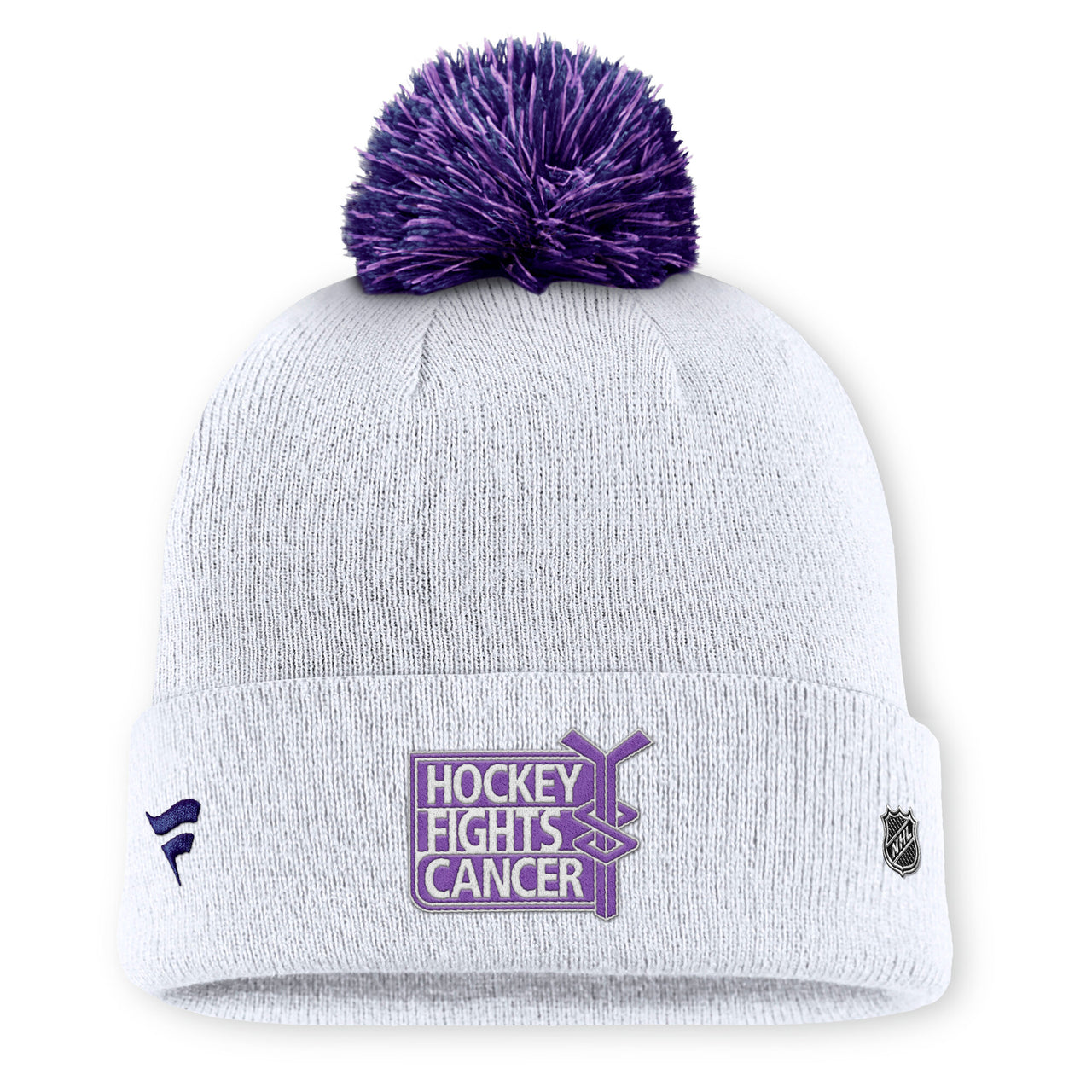 Tampa Bay Lightning Hockey Fights Cancer Authentic Pro Locker Room Knit Beanie with Pom