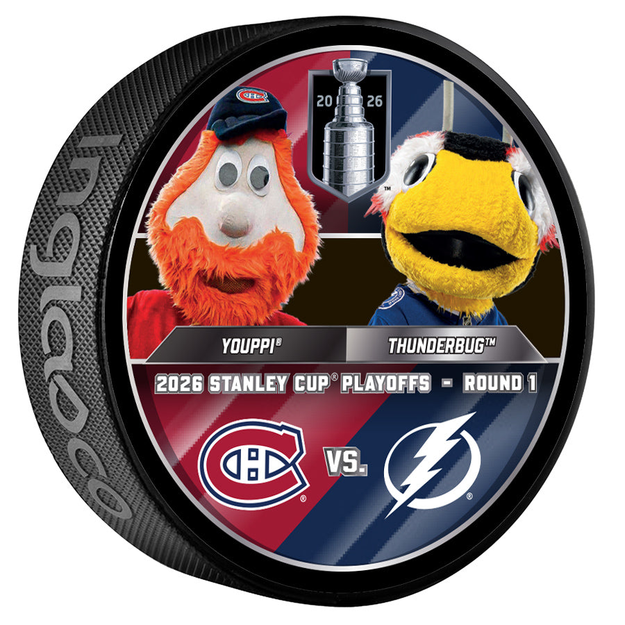 Tampa Bay Lightning 2026 Playoffs Round 1 Thunderbug vs. Youppi Dueling Mascot Puck