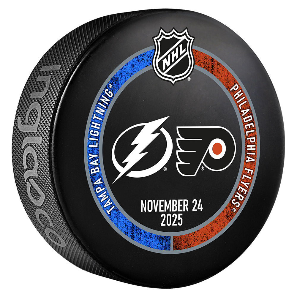 Tampa Bay Lightning 2025-26 Game-used Warm-up Puck vs Philadelphia (11/24/25)