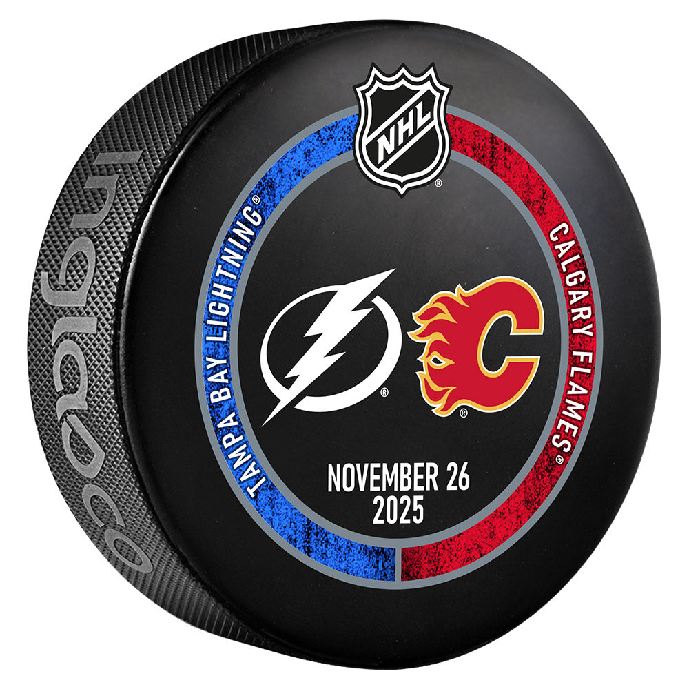 Tampa Bay Lightning 2025-26 Game-used Warm-up Puck vs Calgary (11/26/25)