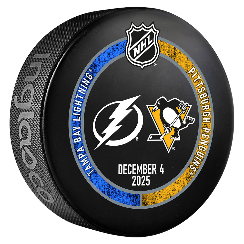 Tampa Bay Lightning 2025-26 Game-used Warm-up Puck vs Pittsburgh (12/4/25)
