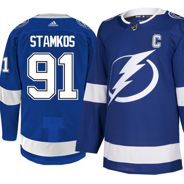 #91 STAMKOS Primegreen ADIZERO Home Lightning Jersey with Authentic Lettering