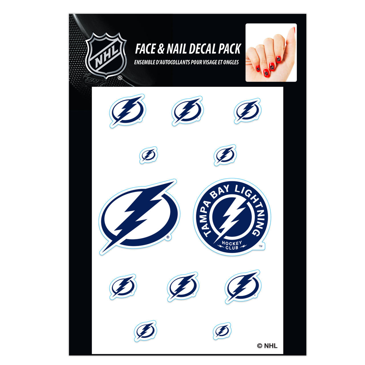 Tampa Bay Lightning Face and Nail Decal Pack