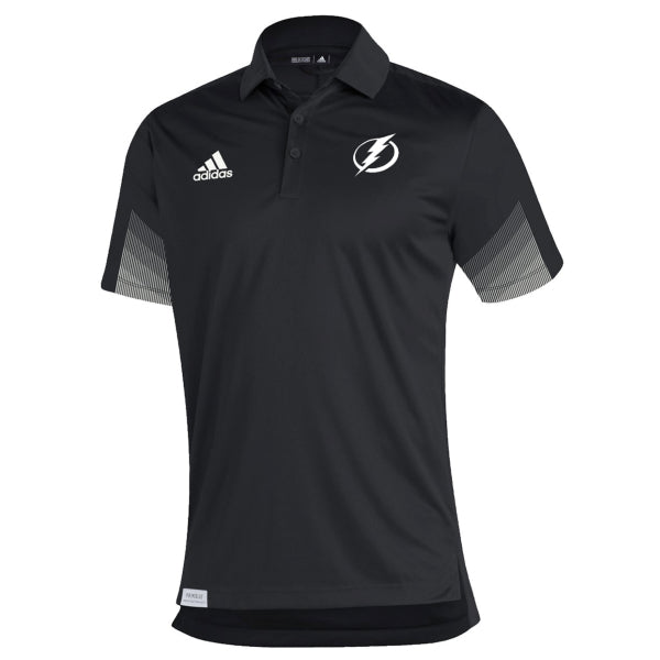 Men's Tampa Bay Lightning adidas Primegreen Black Sideline Polo