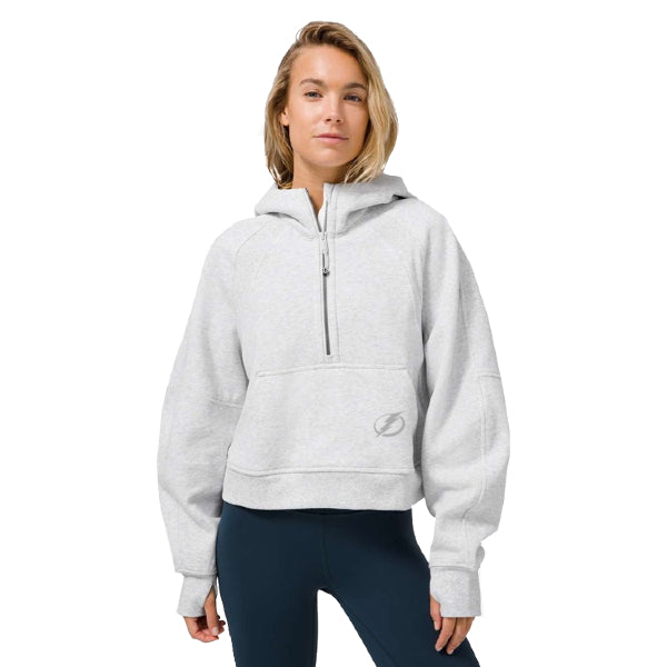 Women's Tampa Bay Lightning lululemon Light Grey Scuba Oversized 1/2 Zip Hoodie