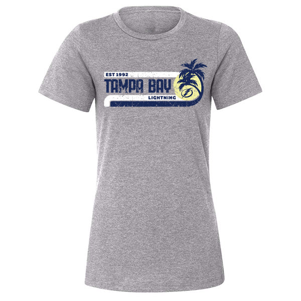 Women's Tampa Bay Lightning Heather Grey Palm Tree T-shirt