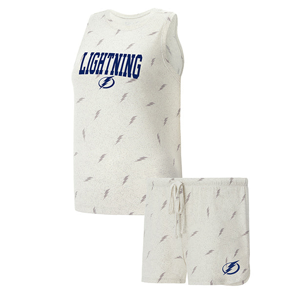 Women's Tampa Bay Lightning Bolt Print Tank Top and Shorts Sleep Set