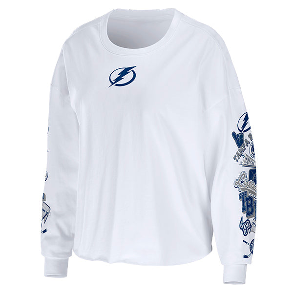 Women's Tampa Bay Lightning WEAR by Erin Andrews Modest Crop Long Sleeve Tee