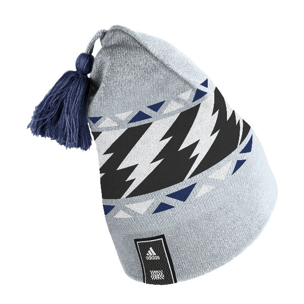 Tampa Bay Lightning Adidas Reverse Retro 2022 Knit Hat with Tassel Pompom