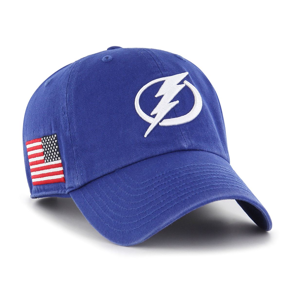 Tampa Bay Lightning '47 Adjustable Blue Clean Up Hat with American Flag Patch