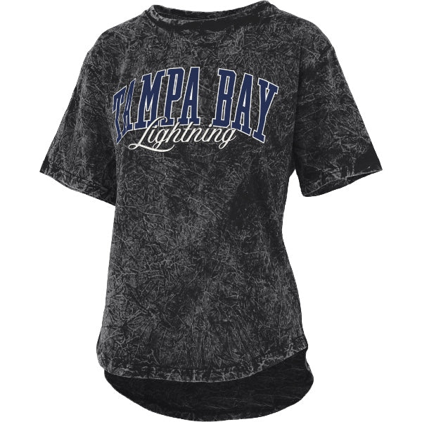 Women's Tampa Bay Lightning Black Mineral Wash Short Sleeve Tee