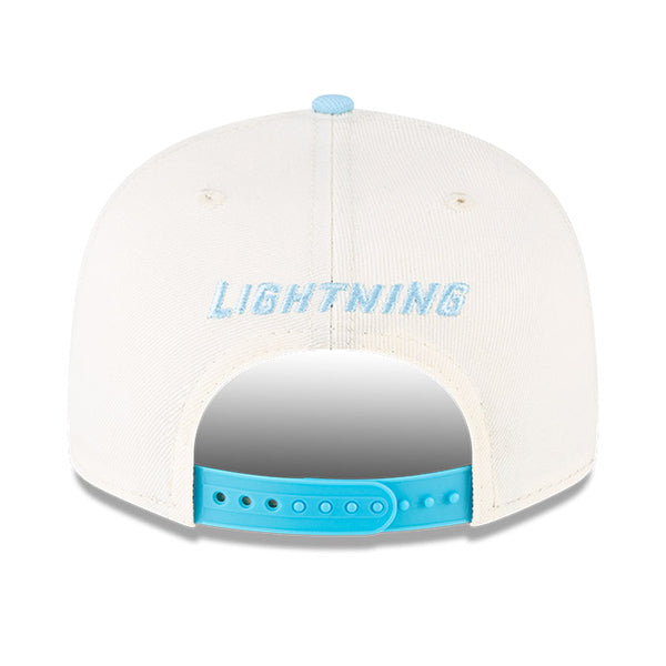 Tampa Bay Lightning New Era 9FIFTY Off White & Neon Blue Adjustable Snapback Hat