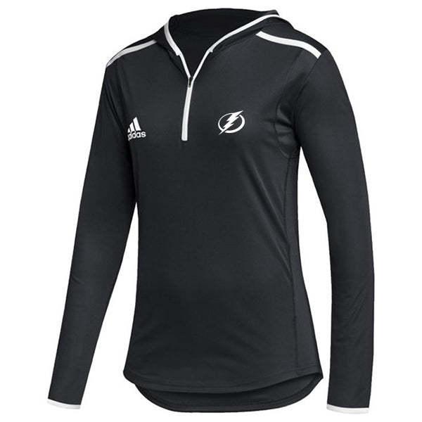 Women's Tampa Bay Lightning adidas Team Issue Black Hoded Long Sleeve Tee