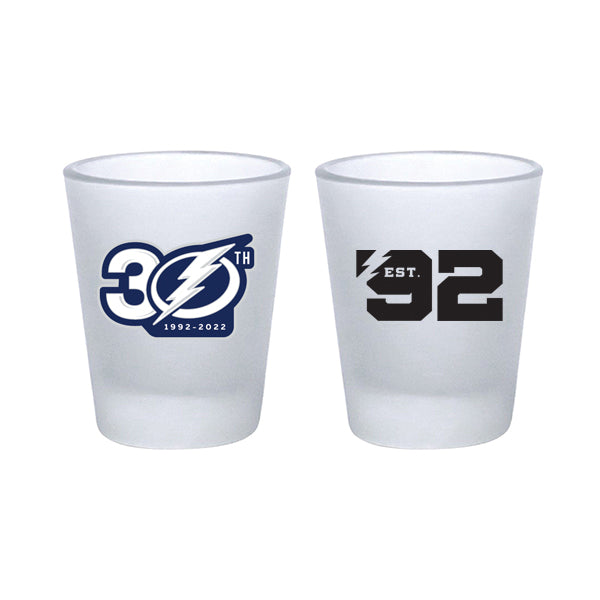 Tampa Bay Lightning 30th Anniversary Frosted 2oz Shot Glass