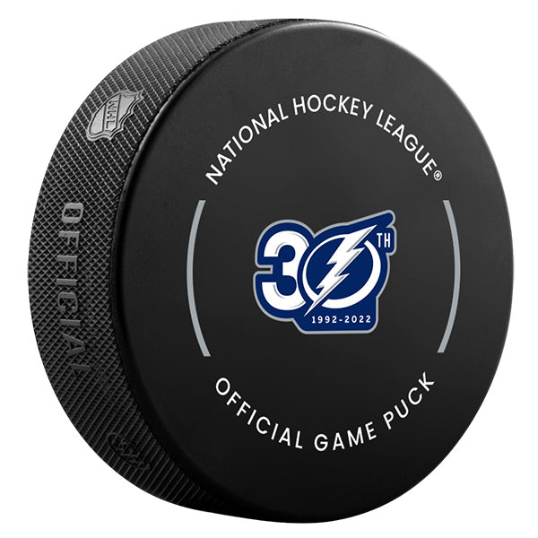 Tampa Bay Lightning 30th Anniversary Official Game Puck in Cube