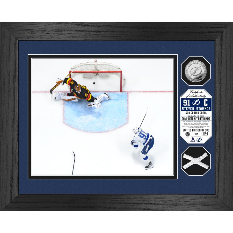 Steven Stamkos 500 Career Goals Limited Edition Photo Mint Frame with Goal Net