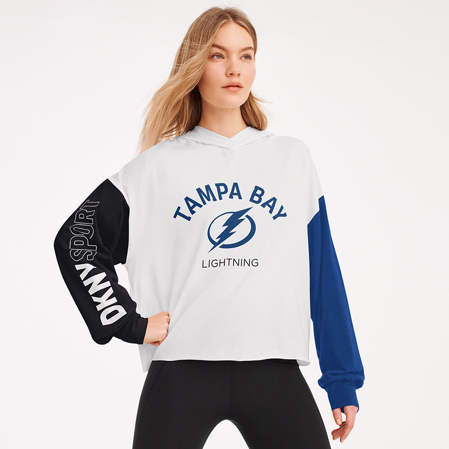 Women's Tampa Bay Lightning DKNY Color Block Hooded Long Sleeve Tee