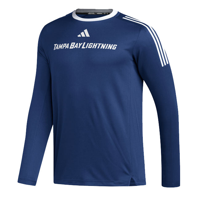 Men's Tampa Bay Lightning adidas 3-Stripe Long Sleeve Performance Tee