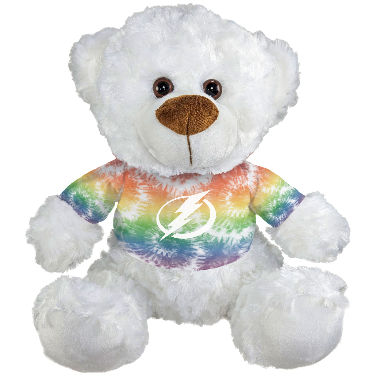 Tampa Bay Lightning 9.5" White Bear With Rainbow Tie Dye Tee Plush