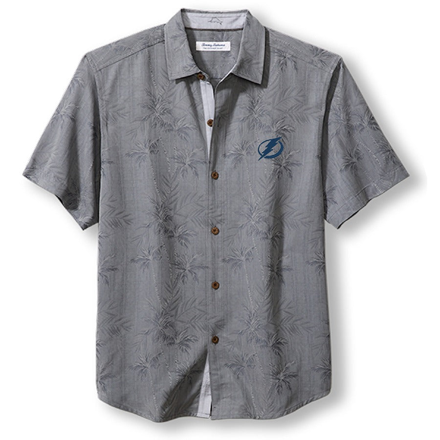 Men's Tampa Bay Lightning Tommy Bahama Grey Coconut Point Palm Vista Button Down (ONLY M, L)