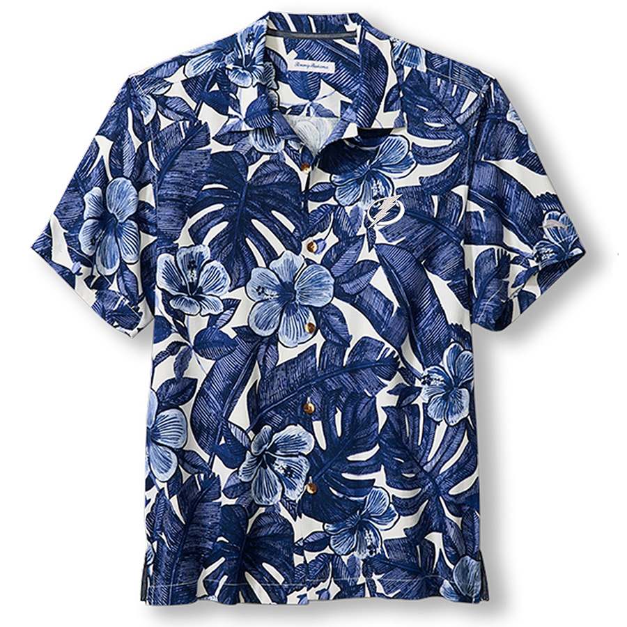 Men's Tampa Bay Lightning Tommy Bahama Floral Lush Camp Button Down Shirt